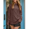 image:imageANRABESS Sweaters for Women Oversized Cable Knit Fall Long Sleeve Crewneck Casual Pullover Sweater Tops 2026 Winter OutfitsRed Brown