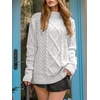 image:imageANRABESS Sweaters for Women Oversized Cable Knit Fall Long Sleeve Crewneck Casual Pullover Sweater Tops 2026 Winter OutfitsWhite Cream