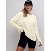 image:imageANRABESS Sweatshirts for Women 2026 Fall Long Sleeve Shirts Oversized Crewneck Lightweight Side Split Casual Pullover TopsAlmond