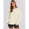 image:imageANRABESS Sweatshirts for Women 2026 Fall Long Sleeve Shirts Oversized Crewneck Lightweight Side Split Casual Pullover TopsAlmond