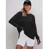 image:imageANRABESS Sweatshirts for Women 2026 Fall Long Sleeve Shirts Oversized Crewneck Lightweight Side Split Casual Pullover TopsBlack