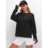 image:imageANRABESS Sweatshirts for Women 2026 Fall Long Sleeve Shirts Oversized Crewneck Lightweight Side Split Casual Pullover TopsBlack