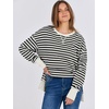 image:imageANRABESS Sweatshirts for Women 2026 Fall Long Sleeve Shirts Oversized Crewneck Lightweight Side Split Casual Pullover TopsBlack White