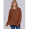 image:imageANRABESS Sweatshirts for Women 2026 Fall Long Sleeve Shirts Oversized Crewneck Lightweight Side Split Casual Pullover TopsBurnt Brown