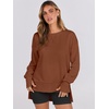 image:imageANRABESS Sweatshirts for Women 2026 Fall Long Sleeve Shirts Oversized Crewneck Lightweight Side Split Casual Pullover TopsBurnt Brown
