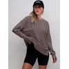 image:imageANRABESS Sweatshirts for Women 2026 Fall Long Sleeve Shirts Oversized Crewneck Lightweight Side Split Casual Pullover TopsCamel
