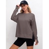 image:imageANRABESS Sweatshirts for Women 2026 Fall Long Sleeve Shirts Oversized Crewneck Lightweight Side Split Casual Pullover TopsCamel