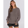 image:imageANRABESS Sweatshirts for Women 2026 Fall Long Sleeve Shirts Oversized Crewneck Lightweight Side Split Casual Pullover TopsCamel