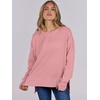image:imageANRABESS Sweatshirts for Women 2026 Fall Long Sleeve Shirts Oversized Crewneck Lightweight Side Split Casual Pullover TopsCoral Pink
