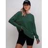 image:imageANRABESS Sweatshirts for Women 2026 Fall Long Sleeve Shirts Oversized Crewneck Lightweight Side Split Casual Pullover TopsForest Green