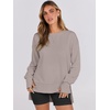 image:imageANRABESS Sweatshirts for Women 2026 Fall Long Sleeve Shirts Oversized Crewneck Lightweight Side Split Casual Pullover TopsKhaki