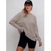 image:imageANRABESS Sweatshirts for Women 2026 Fall Long Sleeve Shirts Oversized Crewneck Lightweight Side Split Casual Pullover TopsKhaki