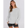 image:imageANRABESS Sweatshirts for Women 2026 Fall Long Sleeve Shirts Oversized Crewneck Lightweight Side Split Casual Pullover TopsLight Grey