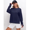image:imageANRABESS Sweatshirts for Women 2026 Fall Long Sleeve Shirts Oversized Crewneck Lightweight Side Split Casual Pullover TopsNavy Blue