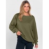 image:imageANRABESS Women Oversized Long Sleeve Sweatshirts Crewneck Side Slit Loose Teen Girl Pullover Top 2026 Fall Y2K Trendy OutfitsArmy Green