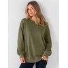 image:imageANRABESS Women Oversized Long Sleeve Sweatshirts Crewneck Side Slit Loose Teen Girl Pullover Top 2026 Fall Y2K Trendy OutfitsArmy Green