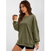image:imageANRABESS Women Oversized Long Sleeve Sweatshirts Crewneck Side Slit Loose Teen Girl Pullover Top 2026 Fall Y2K Trendy OutfitsArmy Green
