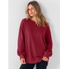 image:imageANRABESS Women Oversized Long Sleeve Sweatshirts Crewneck Side Slit Loose Teen Girl Pullover Top 2026 Fall Y2K Trendy OutfitsDark Red