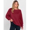 image:imageANRABESS Women Oversized Long Sleeve Sweatshirts Crewneck Side Slit Loose Teen Girl Pullover Top 2026 Fall Y2K Trendy OutfitsDark Red