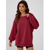 image:imageANRABESS Women Oversized Long Sleeve Sweatshirts Crewneck Side Slit Loose Teen Girl Pullover Top 2026 Fall Y2K Trendy OutfitsDark Red