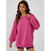 image:imageANRABESS Women Oversized Long Sleeve Sweatshirts Crewneck Side Slit Loose Teen Girl Pullover Top 2026 Fall Y2K Trendy OutfitsHot Pink
