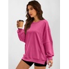 image:imageANRABESS Women Oversized Long Sleeve Sweatshirts Crewneck Side Slit Loose Teen Girl Pullover Top 2026 Fall Y2K Trendy OutfitsHot Pink