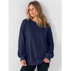 image:imageANRABESS Women Oversized Long Sleeve Sweatshirts Crewneck Side Slit Loose Teen Girl Pullover Top 2026 Fall Y2K Trendy OutfitsNavy Blue