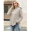 image:imageANRABESS Women Oversized Turtleneck Long Sleeve Fuzzy Knit Slit Side Chunky Warm Pullover Sweaters 2026Beige