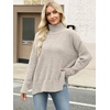 image:imageANRABESS Women Oversized Turtleneck Long Sleeve Fuzzy Knit Slit Side Chunky Warm Pullover Sweaters 2026Beige