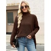 image:imageANRABESS Women Oversized Turtleneck Long Sleeve Fuzzy Knit Slit Side Chunky Warm Pullover Sweaters 2026Deep Brown