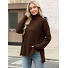 image:imageANRABESS Women Oversized Turtleneck Long Sleeve Fuzzy Knit Slit Side Chunky Warm Pullover Sweaters 2026Deep Brown