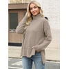 image:imageANRABESS Women Oversized Turtleneck Long Sleeve Fuzzy Knit Slit Side Chunky Warm Pullover Sweaters 2026Light Khaki