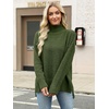 image:imageANRABESS Women Oversized Turtleneck Long Sleeve Fuzzy Knit Slit Side Chunky Warm Pullover Sweaters 2026Olive Green