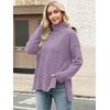 image:imageANRABESS Women Oversized Turtleneck Long Sleeve Fuzzy Knit Slit Side Chunky Warm Pullover Sweaters 2026Purple