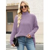 image:imageANRABESS Women Oversized Turtleneck Long Sleeve Fuzzy Knit Slit Side Chunky Warm Pullover Sweaters 2026Purple