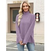 image:imageANRABESS Women Oversized Turtleneck Long Sleeve Fuzzy Knit Slit Side Chunky Warm Pullover Sweaters 2026Purple