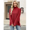 image:imageANRABESS Women Oversized Turtleneck Long Sleeve Fuzzy Knit Slit Side Chunky Warm Pullover Sweaters 2026Red