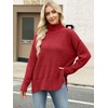 image:imageANRABESS Women Oversized Turtleneck Long Sleeve Fuzzy Knit Slit Side Chunky Warm Pullover Sweaters 2026Red