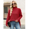 image:imageANRABESS Women Oversized Turtleneck Long Sleeve Fuzzy Knit Slit Side Chunky Warm Pullover Sweaters 2026Red