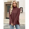 image:imageANRABESS Women Oversized Turtleneck Long Sleeve Fuzzy Knit Slit Side Chunky Warm Pullover Sweaters 2026Red Brown