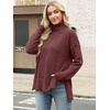 image:imageANRABESS Women Oversized Turtleneck Long Sleeve Fuzzy Knit Slit Side Chunky Warm Pullover Sweaters 2026Red Brown