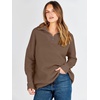 image:imageANRABESS Women Quarter Zip Oversized Casual Loose Rib Knit Cozy Pullover Sweaters Top 2026 Fall Fashion Outfits ClothesAlmond