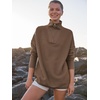 image:imageANRABESS Women Quarter Zip Oversized Casual Loose Rib Knit Cozy Pullover Sweaters Top 2026 Fall Fashion Outfits ClothesAlmond
