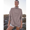 image:imageANRABESS Women Quarter Zip Oversized Casual Loose Rib Knit Cozy Pullover Sweaters Top 2026 Fall Fashion Outfits ClothesBrown