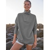 image:imageANRABESS Women Quarter Zip Oversized Casual Loose Rib Knit Cozy Pullover Sweaters Top 2026 Fall Fashion Outfits ClothesDark Grey