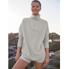 image:imageANRABESS Women Quarter Zip Oversized Casual Loose Rib Knit Cozy Pullover Sweaters Top 2026 Fall Fashion Outfits ClothesGray