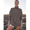 image:imageANRABESS Women Quarter Zip Oversized Casual Loose Rib Knit Cozy Pullover Sweaters Top 2026 Fall Fashion Outfits ClothesGray Coffee