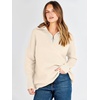image:imageANRABESS Women Quarter Zip Oversized Casual Loose Rib Knit Cozy Pullover Sweaters Top 2026 Fall Fashion Outfits ClothesParchment