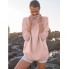 image:imageANRABESS Women Quarter Zip Oversized Casual Loose Rib Knit Cozy Pullover Sweaters Top 2026 Fall Fashion Outfits ClothesPink