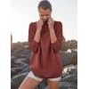 image:imageANRABESS Women Quarter Zip Oversized Casual Loose Rib Knit Cozy Pullover Sweaters Top 2026 Fall Fashion Outfits ClothesRust